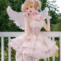 新作 ゆめかわいい ロリータ ドレス ミニ丈 ジャンパースカート ジャンスカ ダンス 姫様 ゴージャス