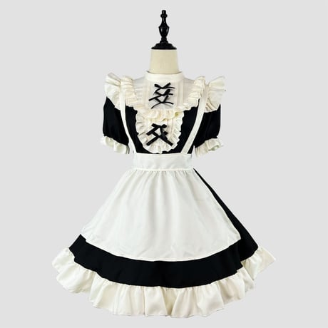 コスプレ メイド服 メイド ゆめかわいい ワンピース エプロン カチューシャ 3点セット 半袖 ミニ丈