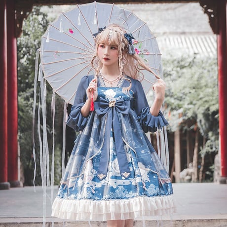 ロリータ ワンピース 長袖 チャイナドレス コスプレ レディース 双子コーデ 中国 中華 衣装 漢服