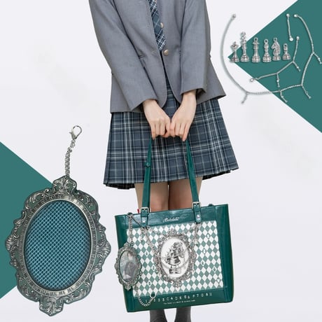 バッグ 痛バッグ 学園風 チェス柄 格子柄 レディース ロリータ かわいい オリジナル トート  トートバッグ 痛バ