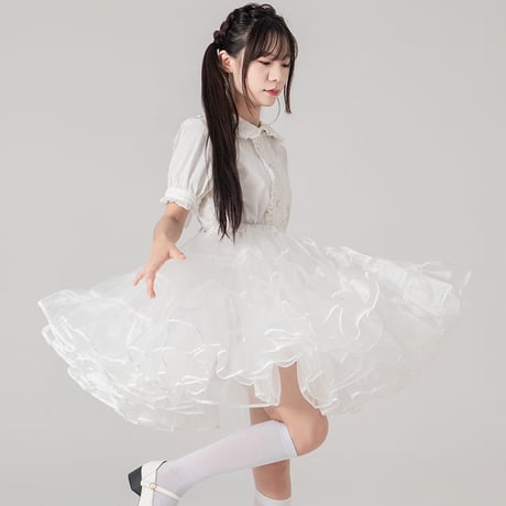 ボリュームアップ パニエ ロリータ 大人用 50cm丈 膝丈 膝上 フリルいっぱい ふわふわ スカート