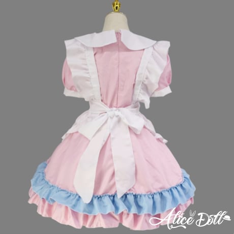 メイド服 ワンピース エプロン カチューシャ セット 猫の肉球 半袖 ミニ丈 ミニスカ ドレス ロリータ Lolita
