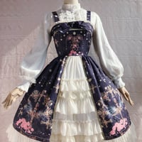 ロリータ オリジナル ワンピース   冬 ジャンパースカート クジャク 十字架 プリント