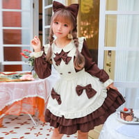 メイド服 ロリータ メイド 3点セット エプロン ドレス ワンピース 制服 コスプレ 半袖 長袖