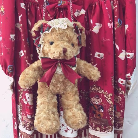 テディベアバッグ ポシェット ショルダーバッグ ぬいぐるみ かわいい 可愛い ロリータ   ニューイヤー クリスマス版