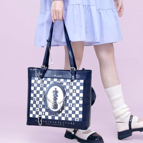 バッグ 痛バッグ 学園風 チェス柄 格子柄 レディース ロリータ かわいい オリジナル トート  トートバッグ 痛バ
