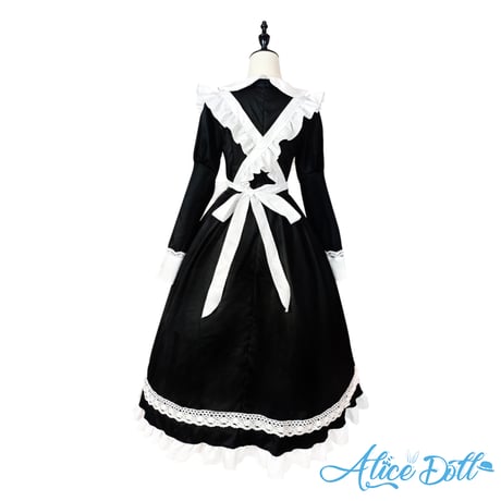 メイド服 クラシカル ロング丈 ワンピース エプロン ヘッドドレス 長袖 半袖 クラシック ドレス ロリータ
