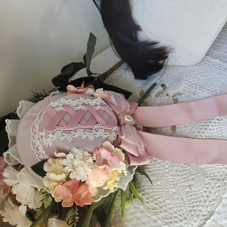 帽子 レディース ロリータ ハンドメイド シルクハット レッド ピンク  ゴシック  森ガール