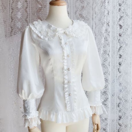 ロリータ シフォン トップス ゴシック ゴスロリ 長袖 スリム  かわいい  セレブ オシャレ  貴族風 XS - 3XL
