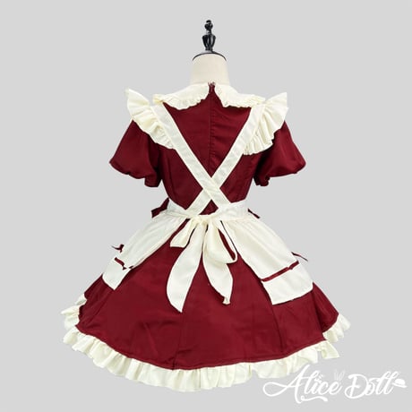 クラシカル ロリータ メイド服 ワンピース エプロン カチューシャ 付け袖 長袖 半袖 2way ミニ丈 クラシック