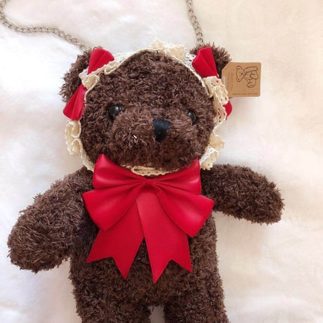 テディベアバッグ ショルダーバッグ ポシェット ぬいぐるみ かわいい ファンシー ロリータ もこもこ 3色 オーダーメイド
