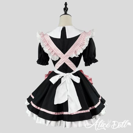 メイド服 メイド ワンピース エプロン カチューシャ 猫の肉球 ストライプ 半袖 ミニ丈 コスプレ ドレス