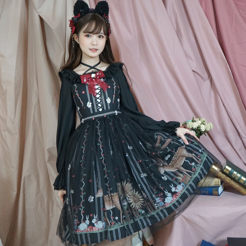 新品　ロリータ　ワンピース　ジャンスカ　ハロウィン　ロリィタ　パーティ　森ガール ロリータ ワンピース ジャンパースカート 森の国の物語 夏