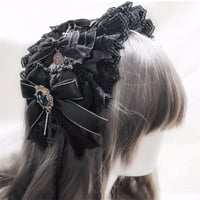 即納 ゴスロリ ヘッドドレス 髪飾り 十字架 蝶結び レース 重ね ロリータ レディース コスプレ Lolita  ヘアバンド