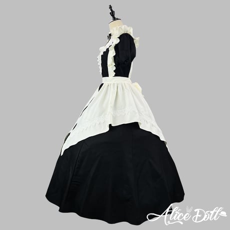 クラシカル メイド服 ワンピース＆エプロンセット ロング丈 ショート丈 付け袖 2WAY 長袖
