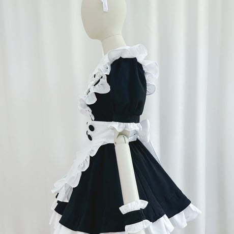 クラシカル メイド服 ワンピース エプロン カチューシャ セット コスプレ衣装 ロリータ風 ゴスロリ 甘ロリ