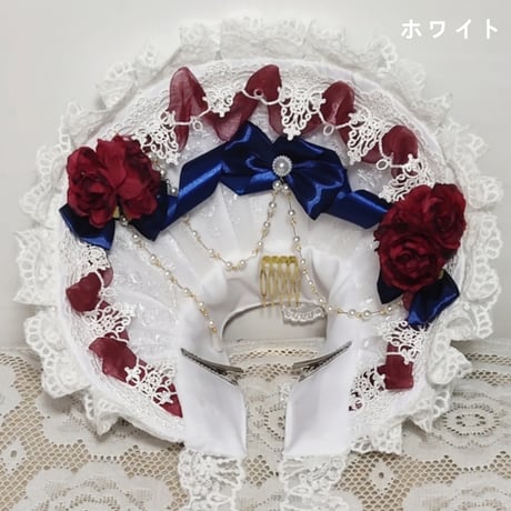 ロリータ 帽子 ボンネット ワイヤー入り ヘッドドレス 配色 クラシカル プリンセス エレガント 4色