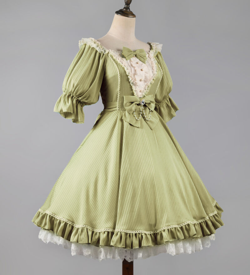 ロリィタ ロココ調 ワンピース ドレス 半袖 かわいい クラシカル  