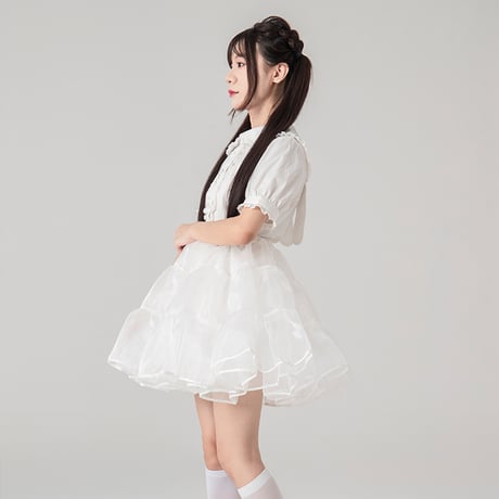 パニエ 無骨 白 黒 45cm丈 ショート丈 ミディアム丈 膝丈 オーガンジー ゴスロリ 普段使い スカート