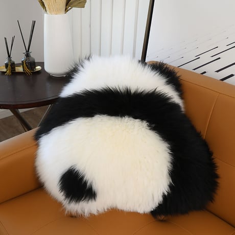 天然ムートン パンダクッション 抱き枕 羊毛 ウール パンダカーペット ロリータ ゆめかわいい 長毛ムートン 癒し パンダ