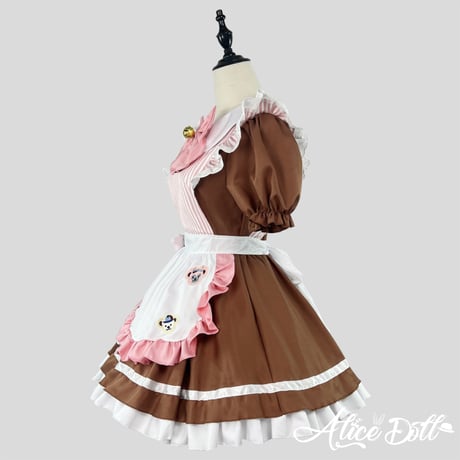 メイド服 メイド ワンピース エプロン カチューシャ 猫の肉球 ストライプ 半袖 ミニ丈 コスプレ ドレス