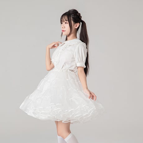 ボリューム パニエ 大人用 50cm丈 ミディアム丈 膝丈 膝上 ホワイト 多層オーガンジー 華やか