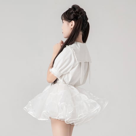 パニエ ミニ丈 超ミニ 25cm丈 多層オーガンジー 華やか ボリュームアップ 白 黒 フリル ふわふわ