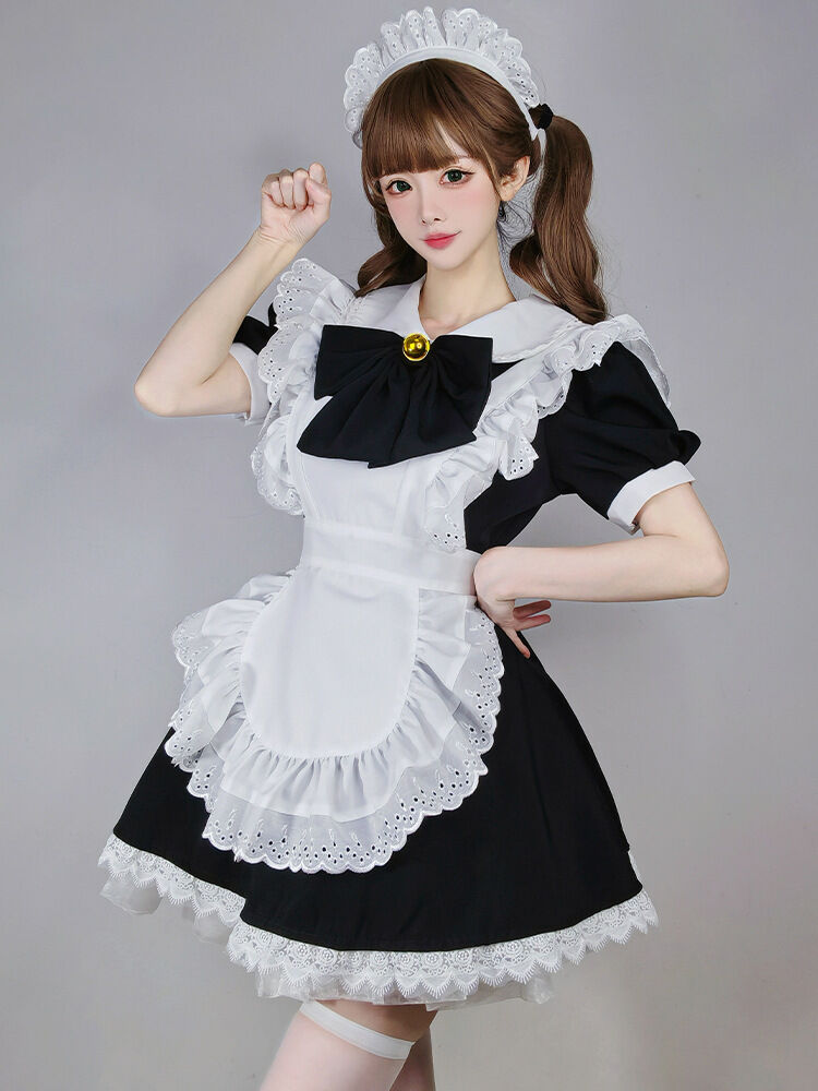 都内で メイド服 ゴスロリ 半袖 ヘアドレス付き レース ワンピース その他