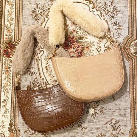 【即納】croco 2way bag/brown,beige