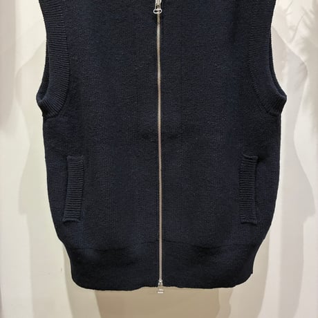 Slopeslow（スロープスロウ） Hard Twisted Shetland Wool Zip Front Vest（ハードツイステッドシェットランドウールジップフロントベスト）