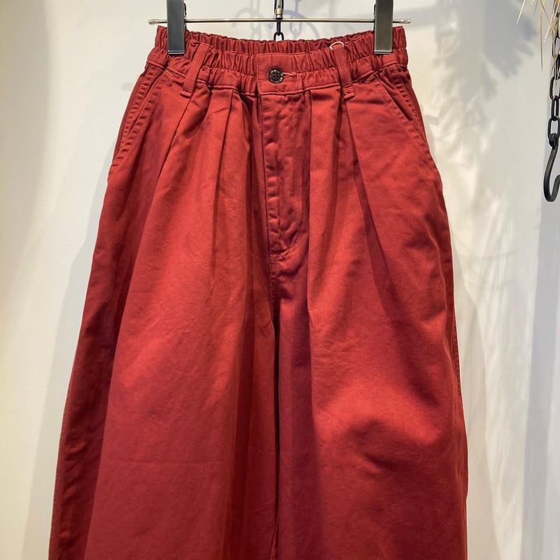 ハーベスティ コットン 綿 デニムサーカスパンツ 赤 red M L 2 大きめ ハーベスティ コットン 綿 デニムサーカスパンツ 赤 red M L 2