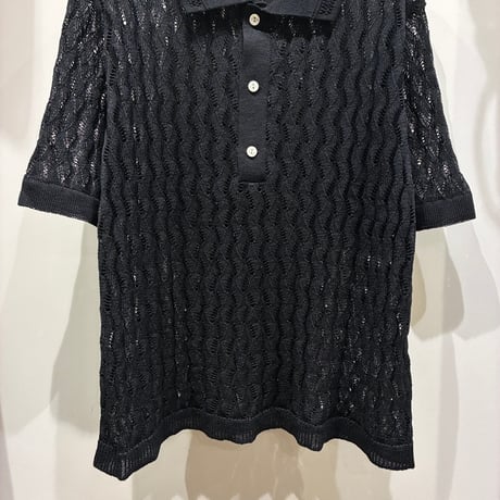 根津洋品店 NEZU YOHIN TEN (ネズヨウヒンテン)  MIDDLE AGE KNIT POLO（100815) / L/Pオープンワークニットポロシャツ