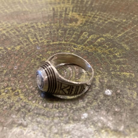 Touareg Silver（トゥアレグ シルバー） ring 14 （Four Stripe Ebony wood）