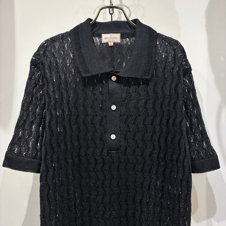 根津洋品店 NEZU YOHIN TEN (ネズヨウヒンテン)  MIDDLE AGE KNIT POLO（100815) / L/Pオープンワークニットポロシャツ