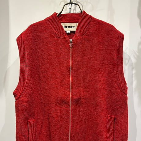 Slopeslow（スロープスロウ） Hard Twisted Shetland Wool Zip Front Vest（ハードツイステッドシェットランドウールジップフロントベスト）