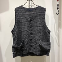 TIGRE BROCANTE （ティグルブロカンテ）Monochrome Check Linen 3PKT Work Vest(モノクロチェックリネンスリーポケットワークベスト）
