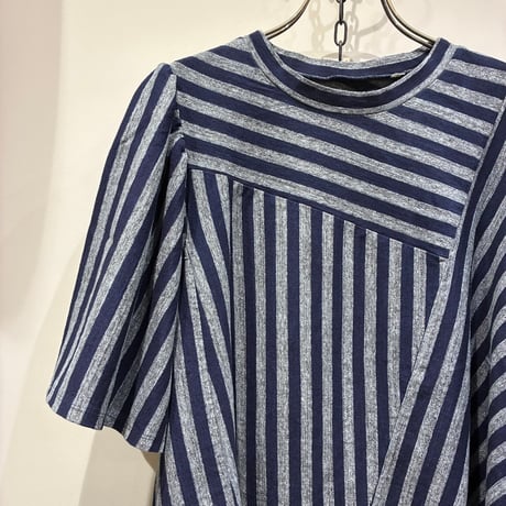 TIGRE BROCANTE （ティグルブロカンテ） Indigo Border Jersey Clione Patch Tunic T（インディゴボーダー天竺クリオネパッチチュニックT）