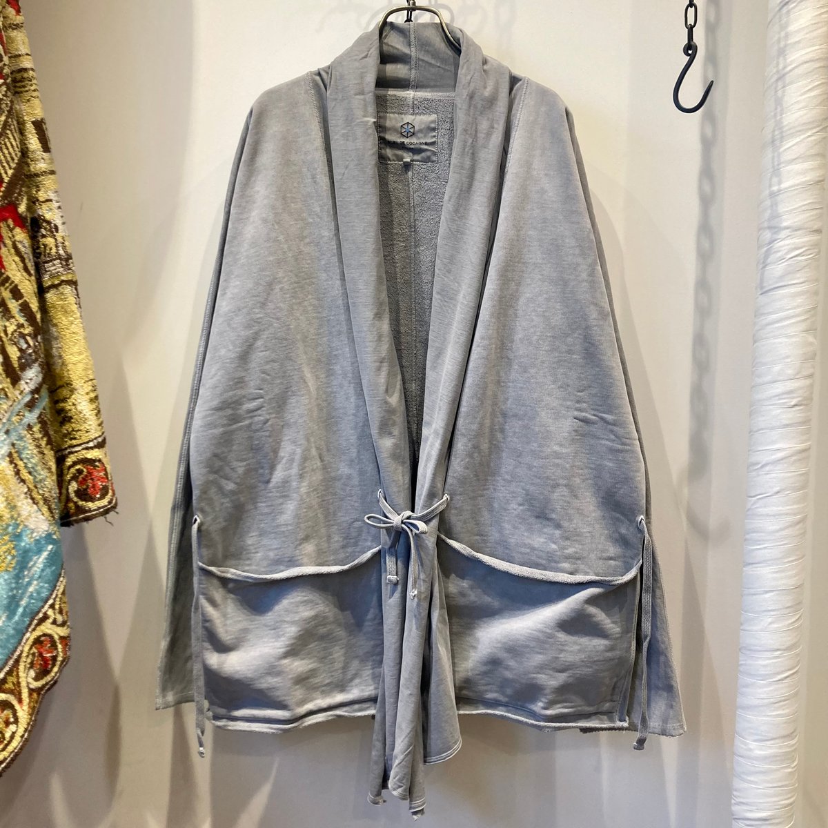 藍 リネンキモノスカーフジャケットBLEU DE COCAGNE（フランス） Kimono jacket - Men - Bleu de Cocagne