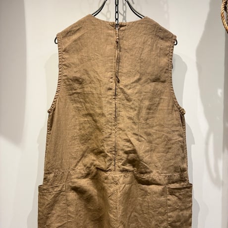 TIGRE BROCANTE （ティグルブロカンテ） 80/1 High Density Linen V-neck Box Salopette（80/1高密度リネンVネックボックスサロペット）