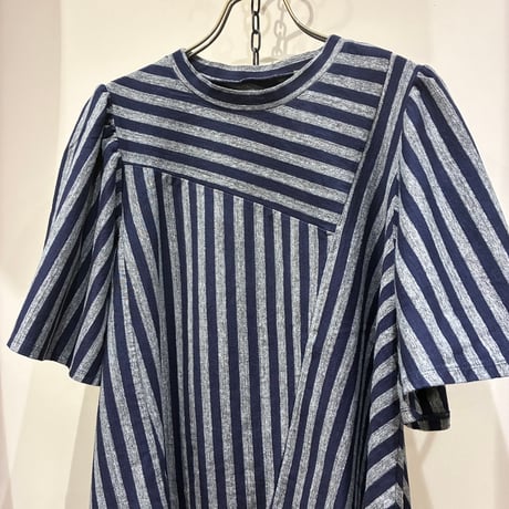 TIGRE BROCANTE （ティグルブロカンテ） Indigo Border Jersey Clione Patch Tunic T（インディゴボーダー天竺クリオネパッチチュニックT）