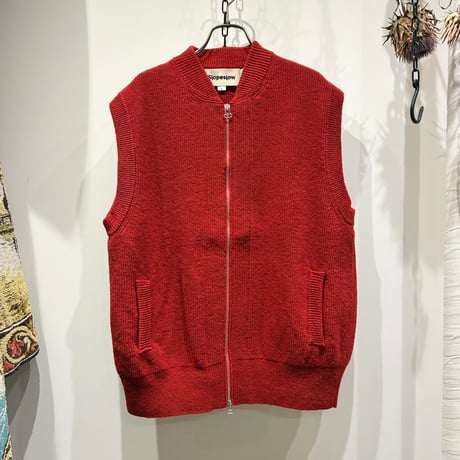 Slopeslow（スロープスロウ） Hard Twisted Shetland Wool Zip Front Vest（ハードツイステッドシェットランドウールジップフロントベスト）
