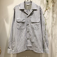FUJITO (フジト)  Open Collar Shirt Blue Stripe（オープンカラーシャツ ブルーストライプ）
