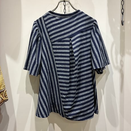TIGRE BROCANTE （ティグルブロカンテ） Indigo Border Jersey Clione Patch Tunic T（インディゴボーダー天竺クリオネパッチチュニックT）