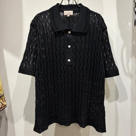 根津洋品店 NEZU YOHIN TEN (ネズヨウヒンテン)  MIDDLE AGE KNIT POLO（100815) / L/Pオープンワークニットポロシャツ