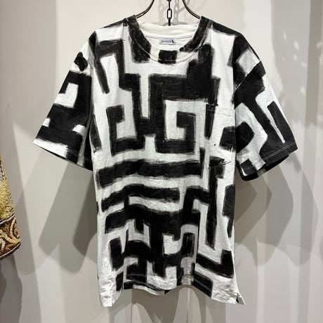 jawandi(ジャワンディ) Crew T-Shirt Hand Drawing Geometric Patterns （クルーティーシャツハンドドローイングジオメトリックパターン）
