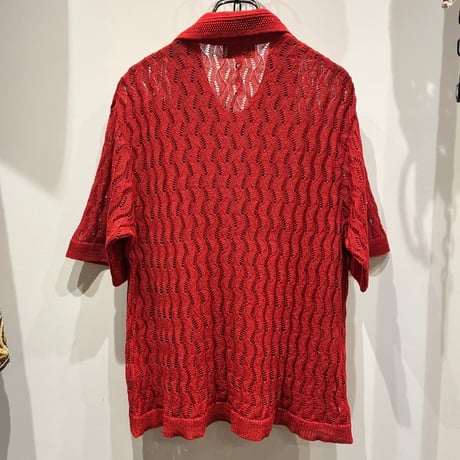 根津洋品店 NEZU YOHIN TEN (ネズヨウヒンテン)  MIDDLE AGE KNIT POLO（100815) / L/Pオープンワークニットポロシャツ
