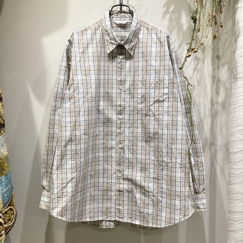 FUJITO (フジト) B/S Shirt White Check（ビックシルエットシャツ...