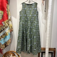 TIGRE BROCANTE （ティグルブロカンテ） Tigre Block Print Gather Tuck N/S OP（ティグロブロックプリントギャザータックノースリーブワンピ）