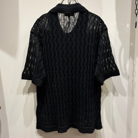 根津洋品店 NEZU YOHIN TEN (ネズヨウヒンテン)  MIDDLE AGE KNIT POLO（100815) / L/Pオープンワークニットポロシャツ