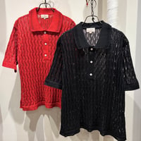 根津洋品店 NEZU YOHIN TEN (ネズヨウヒンテン)  MIDDLE AGE KNIT POLO（100815) / L/Pオープンワークニットポロシャツ